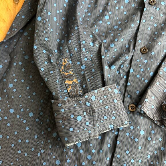 Lords of Harlech Men's Button Down‎ Shirt Blue Paisley Contrast L Tailored Fit - Picture 4 of 10